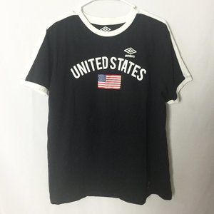 Umbro United States USA Flag Black T-Shirt Large